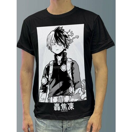 фото Футболка мужская черная из хлопка с dtf принтом аниме моя геройская академия my hero academia шото манга - 130 будь на стиле