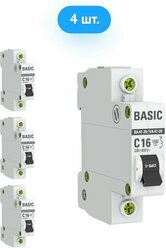 Автоматический выключатель EKF ВА 47-29 Basic 1P 16А характеристика C (комплект из 4 шт)