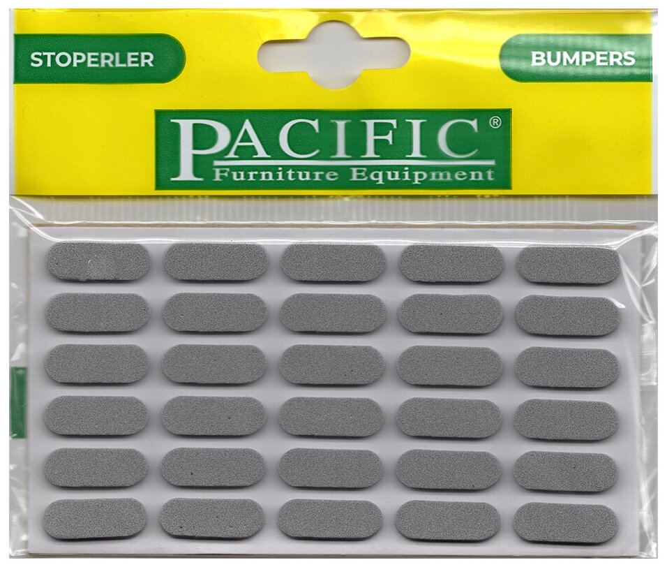фото Отбойник / амортизатор (30 шт.) мебельный самоклеящийся Pacific (Турция) серый (овал / овальный)