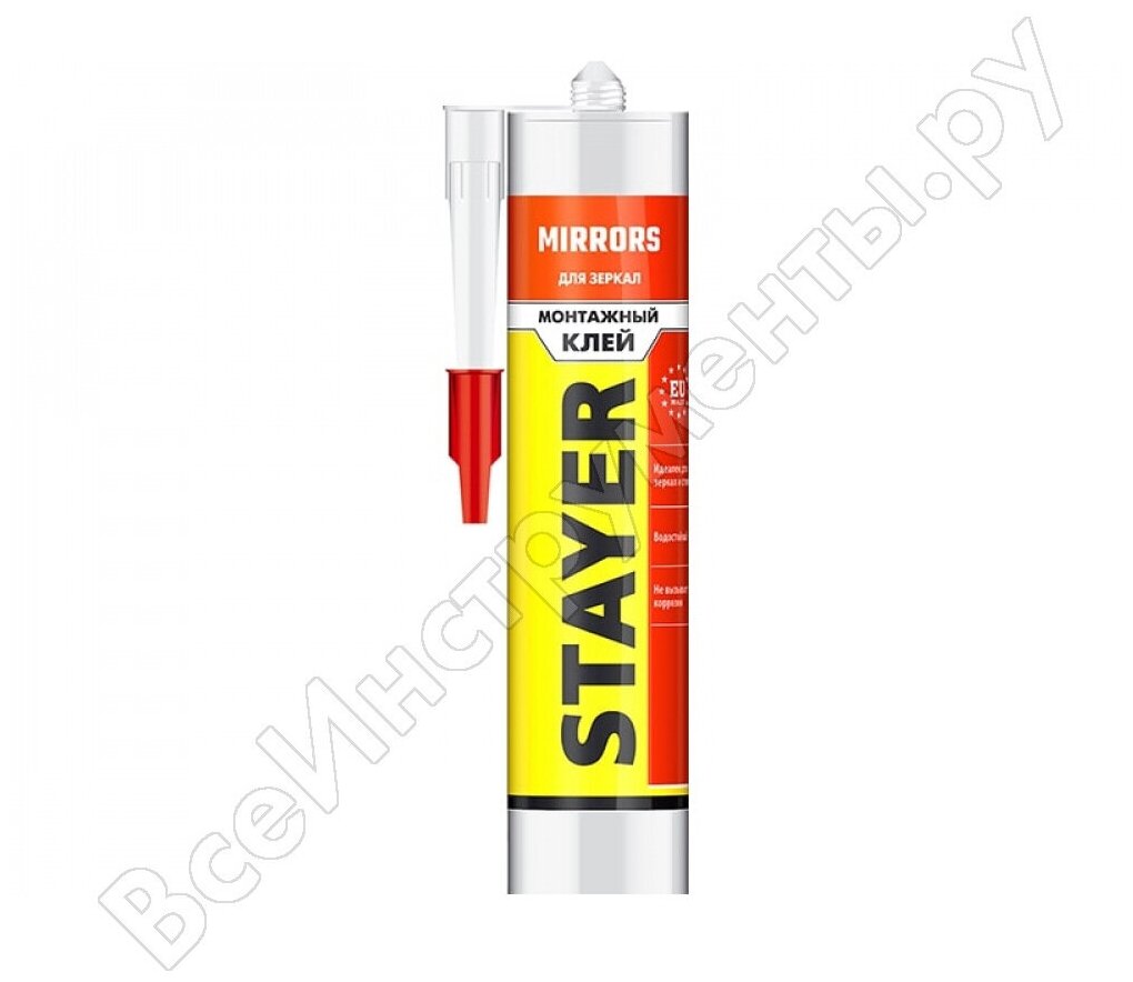 фото STAYER 280 мл, белый, Монтажный клей для зеркал, PROFESSIONAL (41329)