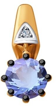 Подвеска Diamant online, золото, 585 проба, танзанит, бриллиант