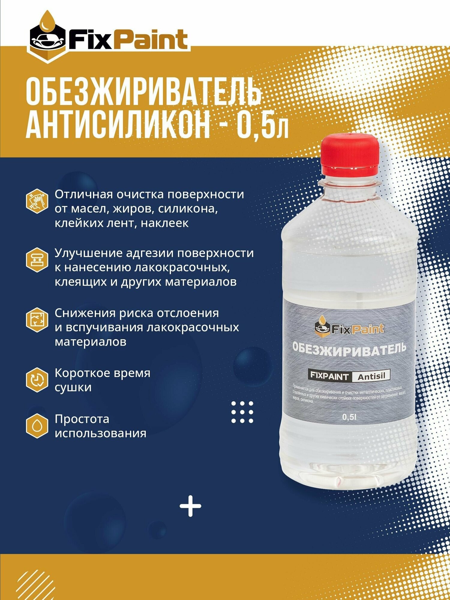 Обезжириватель (антисиликон) FixPaint Antisil, 0,5 л