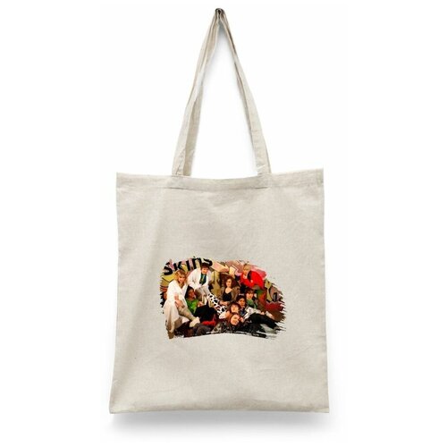 фото Сумка-шоппер унисекс каждому своё "сериал/skins/скинс" белая