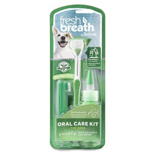 Набор для ухода за зубами собак TropiClean Свежее дыхание 2 щётки, гель
