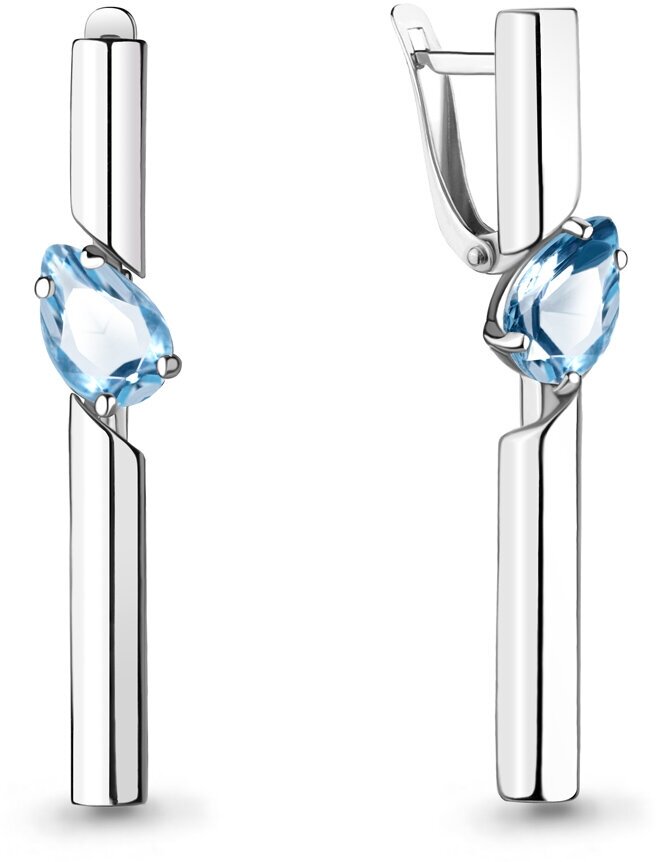 Серьги AQUAMARINE, серебро, 925 проба, топаз