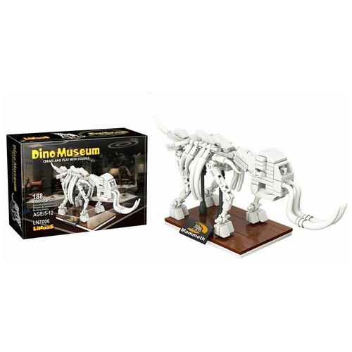 Конструктор, Junfa, Linoos, Дино музей, скелет Мамонта, 188 детали, 1 шт