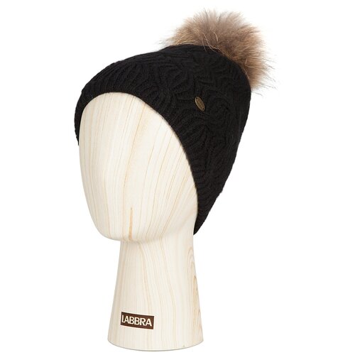 Шапка бини LABBRA, размер one size, черный шапка бини labbra демисезон зима шерсть вязаная утепленная размер one size бежевый