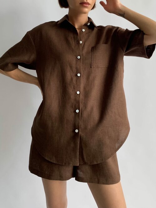 Рубашка  QUALITY, размер Xs-m, коричневый