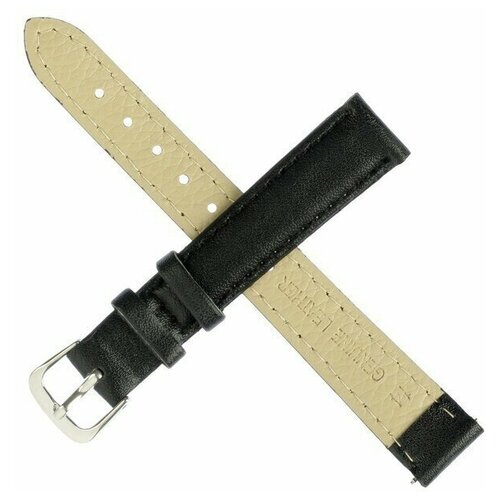 фото Ремешок для часов, женский, 14 мм, длина 18 см, натуральная кожа, черный supreme