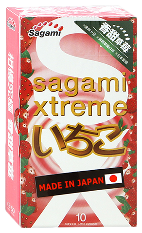 Презервативы с ароматом земляники Sagami Xtreme Strawberry - 10 шт.