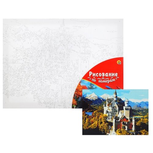 фото Картина по номерам рыжий кот холст с красками, 30*40 см, палитра, европейский замок в горах (18 цветов) (х-3418)