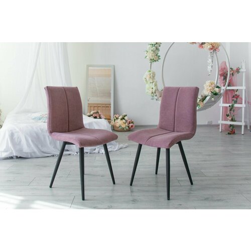 Элис Мягкий стул со спинкой для кухни /набор кухонных стульев/цвет пыльная роза с черными ножками/3шт