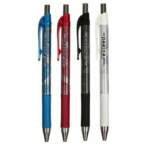 Ручка шариковая автоматическая, синий масляный стержень, Vinson корпус, в ассортименте, 24 шт.