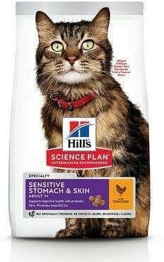 Hills Science Plan Сухой корм для взрослых кошек с чувствительным желудком и кожей (Adult Sensitive Stomach Skin) 604074 0,3 кг 38687 (1 шт)