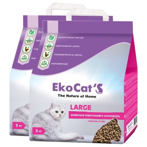 Eko Cat`s Large древесный комкующийся наполнитель 2х5кг