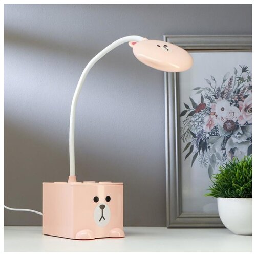 фото Лампа настольная risalux сенсорная, led, 5 вт, usb, akb, 3 режима, светло-розовый, 11,5*9*49 см