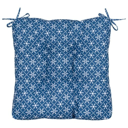 фото "подушка на стул guten morgen, snowflakes blue, снежинки, синий ; размер: 40 х 40"