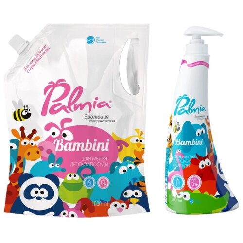 фото Palmia набор средств для мытья детской посуды bambini 500 мл + 1 л
