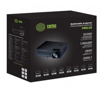Проектор Cactus CS-PRM05B WXGA-W LCD 2800Lm 1280x800 20001 ресурс лампы30000часов 2xUSB typeA 2xHDMI 42кг