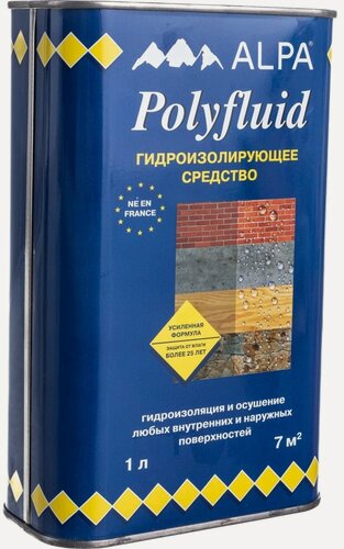 Изображение товара Средство гидроизолирующее Alpa "Polyfluid", антисептические свойства, 1 литр