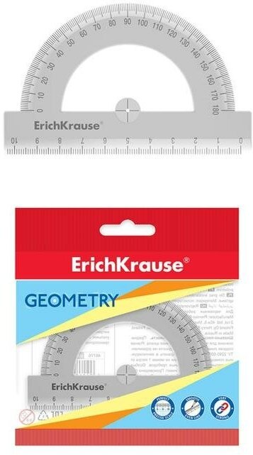 ErichKrause Транспортир 10 см ErichKrause Clear, 180°, прозрачный