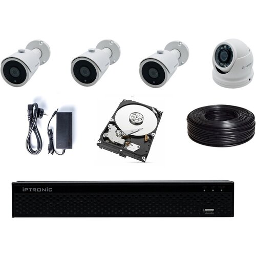 Комплект видеонаблюдения AHD IPTRONIC дача/коттедж 2Tb Bullet-Dome Kit 3-1