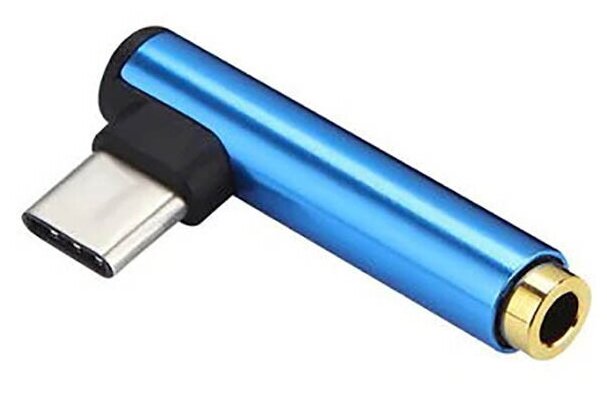 Переходник P-09 USB Type-C (m) - mini jack 3.5 mm, голубой