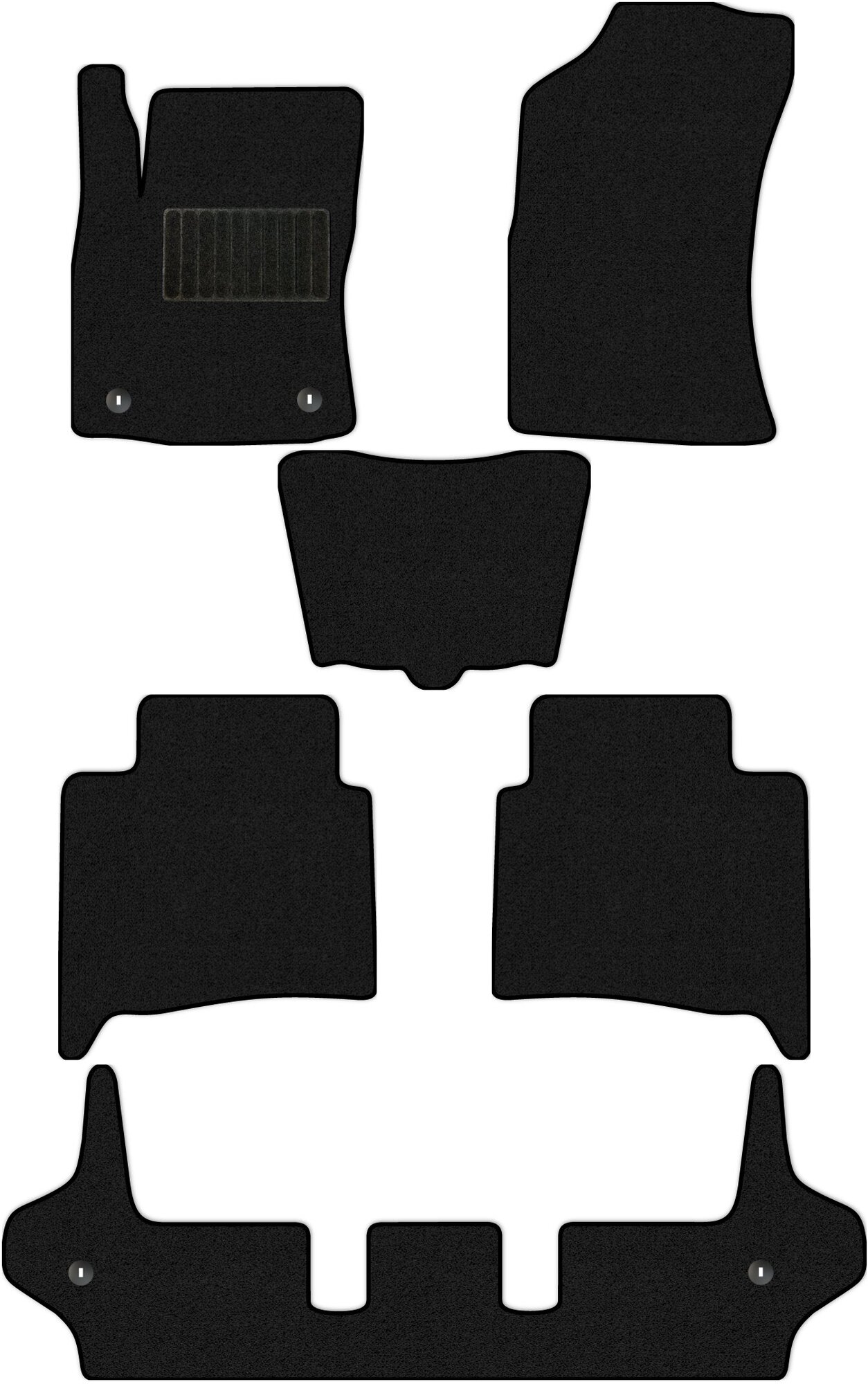Коврики в салон текстильные Allmone "Стандарт" для Toyota Fortuner 2 (AN160) 2015 - Н. В. +3 ряд, черные, 6шт. / Тойота Фортунер 2