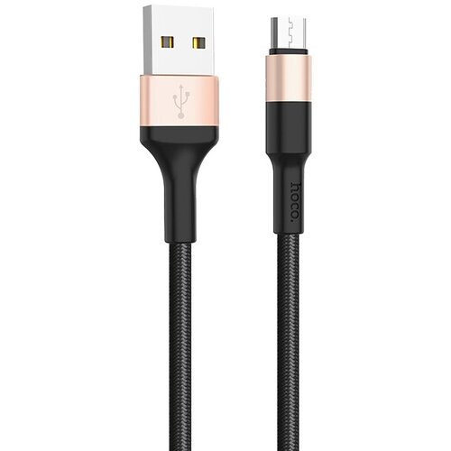 Кабель USB MicroUSB Hoco X26 <черно-золотой> кабель hoco x26 microusb usb 2 а 1 м чёрно красный 5359016