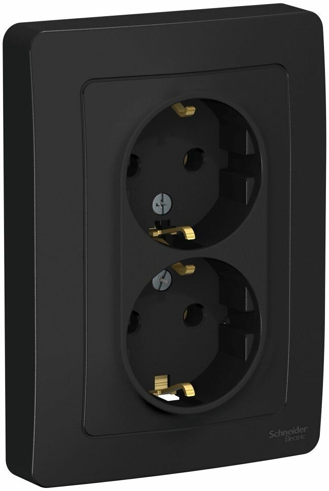 Blanca внутр Антрацит Розетка 2-ая с заземлением без шторок, 16А, , Systeme Electric, BLNRS001026