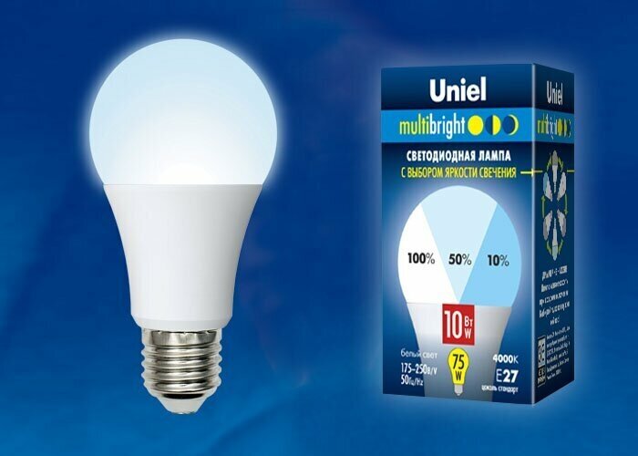 Светодиодная лампа шар A60 Белый дневной 10W UL-00002372 LED-A60-10W/NW/E27/FR/MB PLM11W Диммируемая Multibright