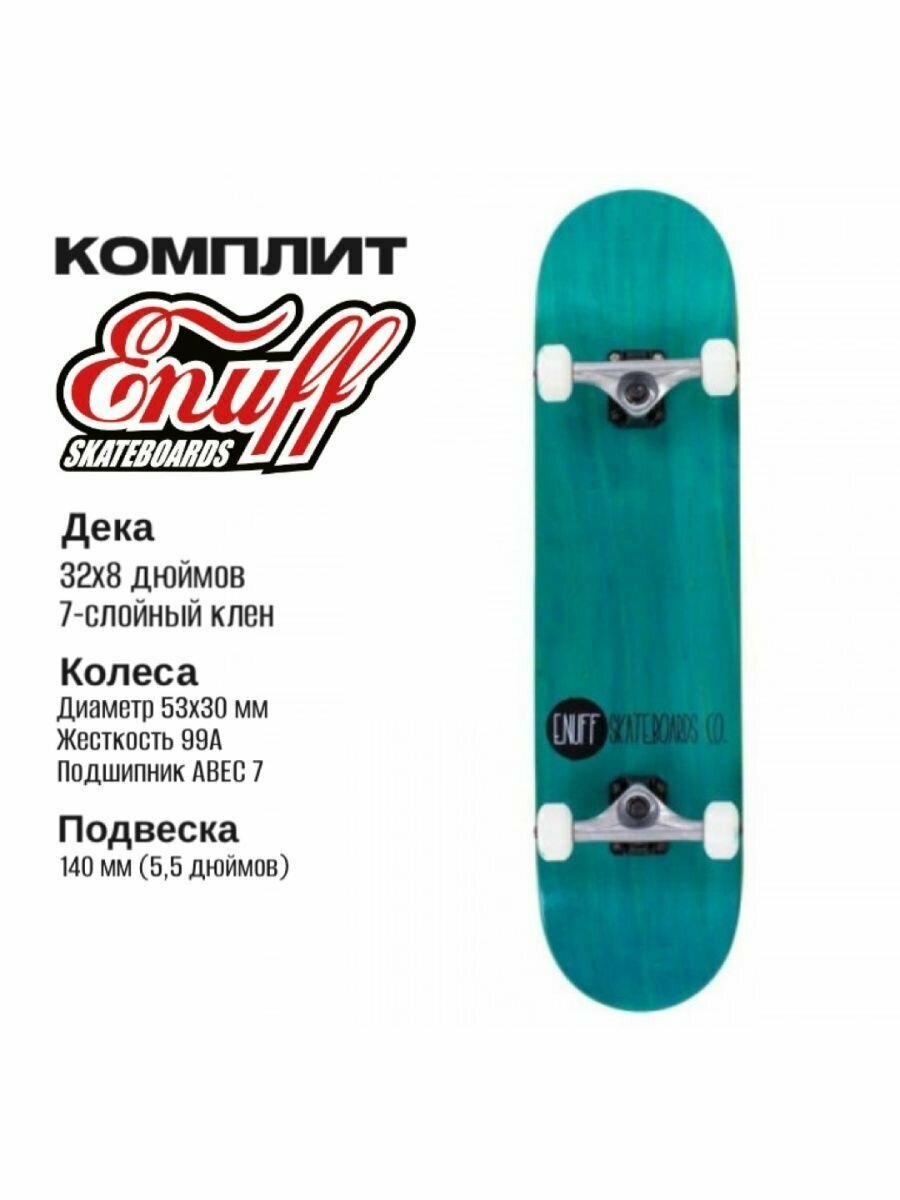 Скейтборд ENUFF LOGO STAIN TEAL 8 x 32