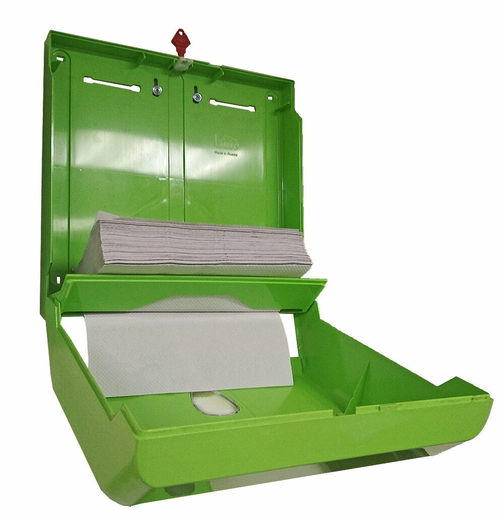 Диспенсер для бумажных полотенец настенный V-сложения LIME, зеленый - фотография № 4