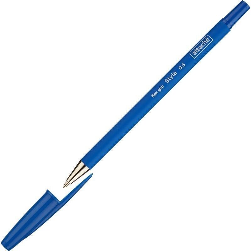 Ручка шариковая Attache Style, 0,5 мм, прорезиненный корпус, синий стержень