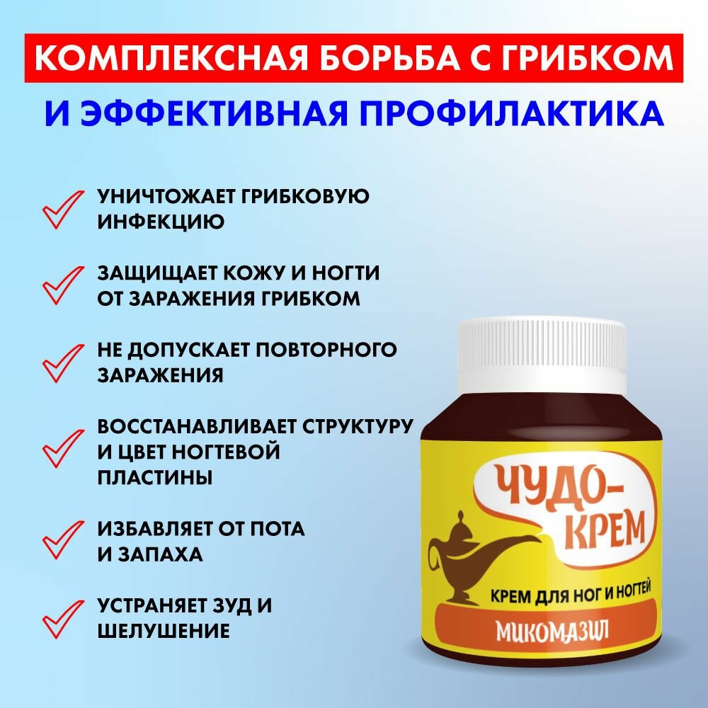 Картинки Крем от грибка ног и ногтей, от пота и запаха. Чудо мазь "Микомазил" лучикс