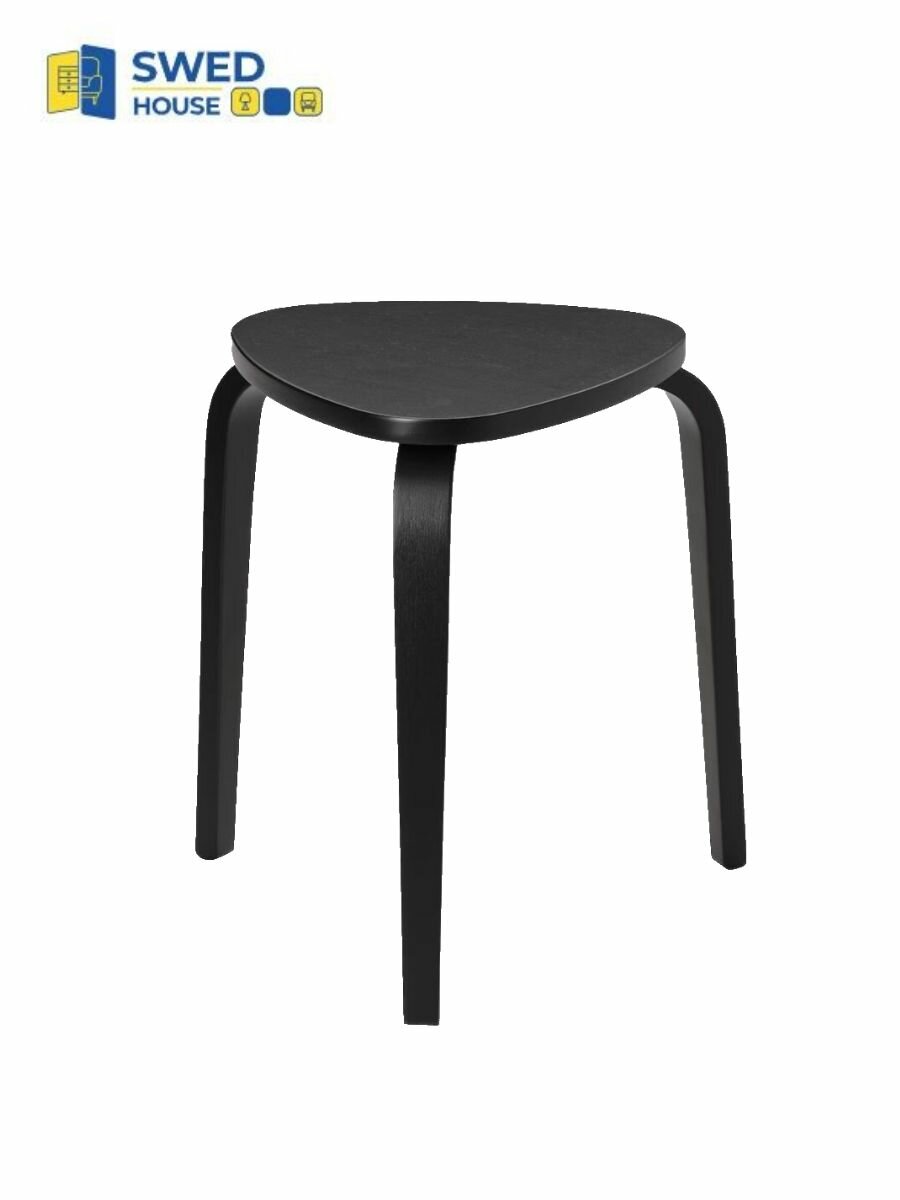 Swed House│Табурет Треугольный в цвете черный. Ножки из гнутоклееного березового шпона массива березы как в икеа
