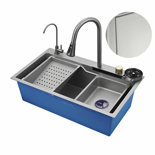 Многофункциональная мойка Premium из нержавеющей стали 78х46см, основание 3 мм, цвет серый матовый