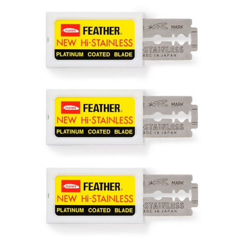 Двусторонние японские лезвия FEATHER чёрная упаковка 