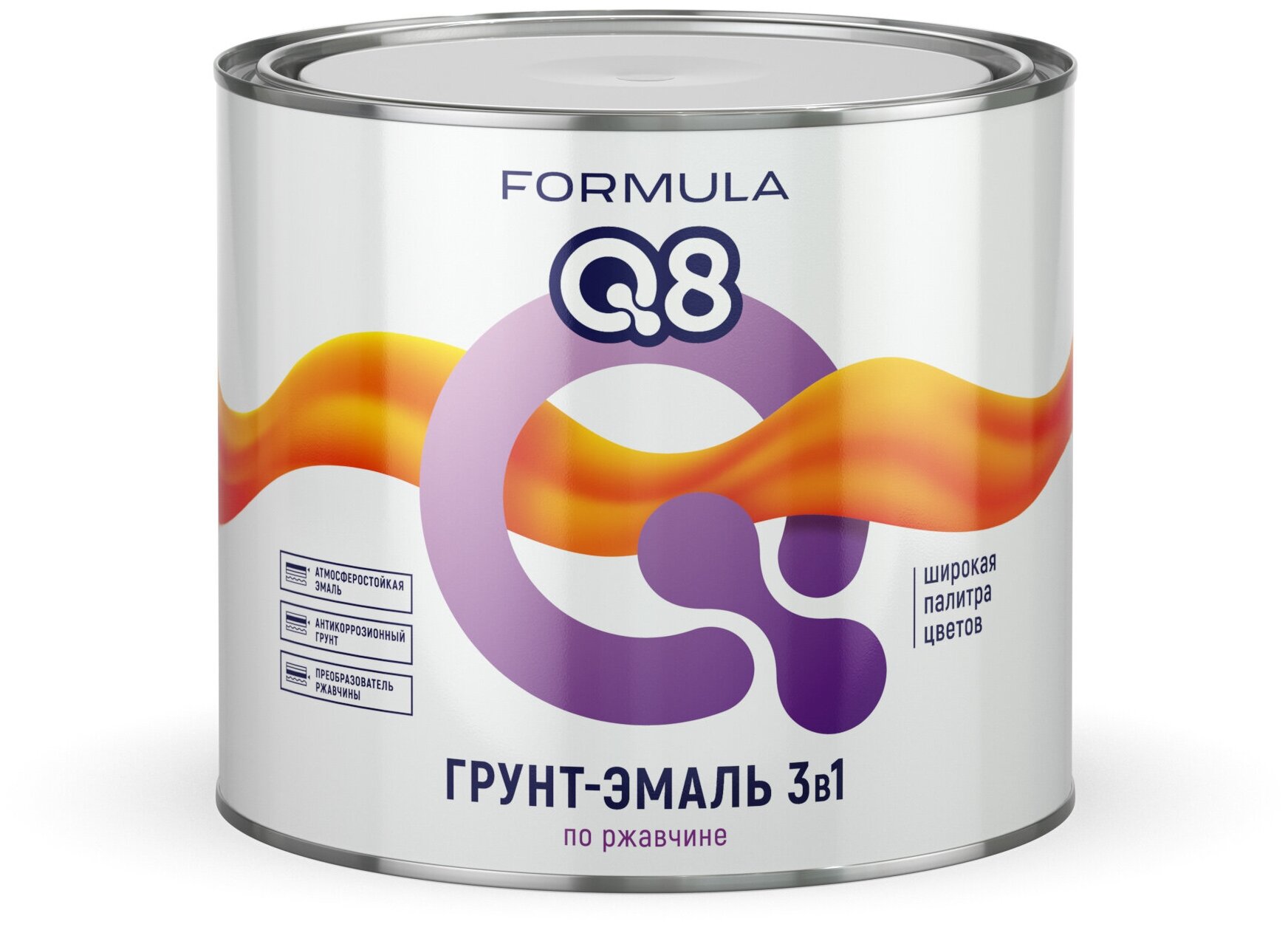 Грунт-эмаль по ржавчине Formula Q8 3 в 1, матовая, 1,9 кг, коричневая, 1шт, металлическая банка