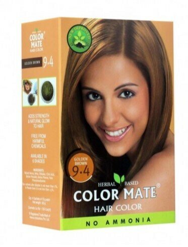 Color Mate натуральная Краска для Волос на основе хны Цвет ЗолотистоКоричневый Тон 94 без Аммиака 5шт15гр