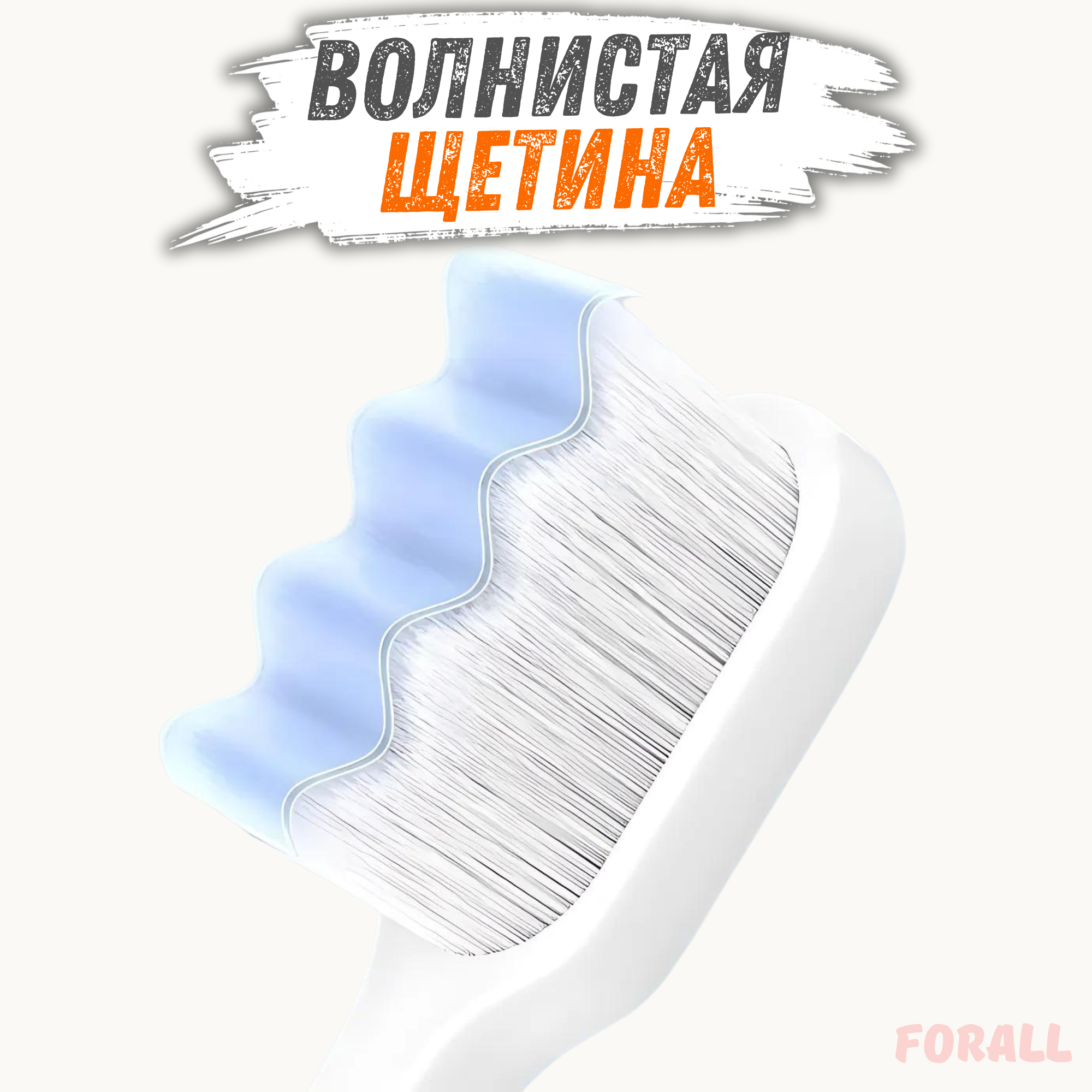 Мягкая зубная щетка ForAll 10000+ с футляром, для зубов, десен и брекетов, 2шт черная и белая, волнистая щетина — фото 1