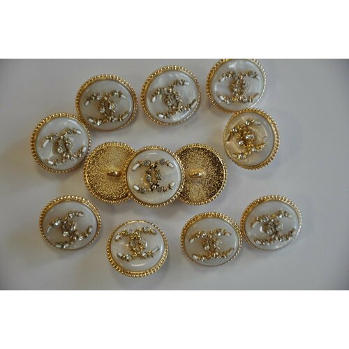 Пуговица Chanel - 1 штука в упаковке, 20мм, золотистые, на ножках, с кристаллами (д-1396)