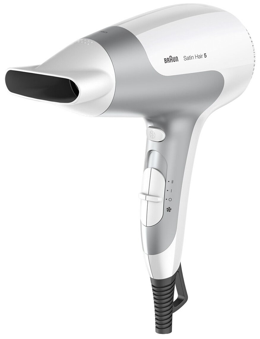 Фен Braun HD 580 Satin Hair 5, белый/серебристый