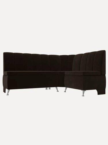 Изображение товара Диван кухонный угловой Кантри, правый угол, 4-местный, размер: 170x88х133см, Микровельвет, коричневый