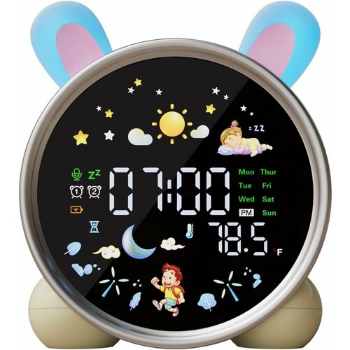 Детский будильник 5 цветов ночник подарок на день рождения для подростков мальчиков и девочек кролик 2218₽