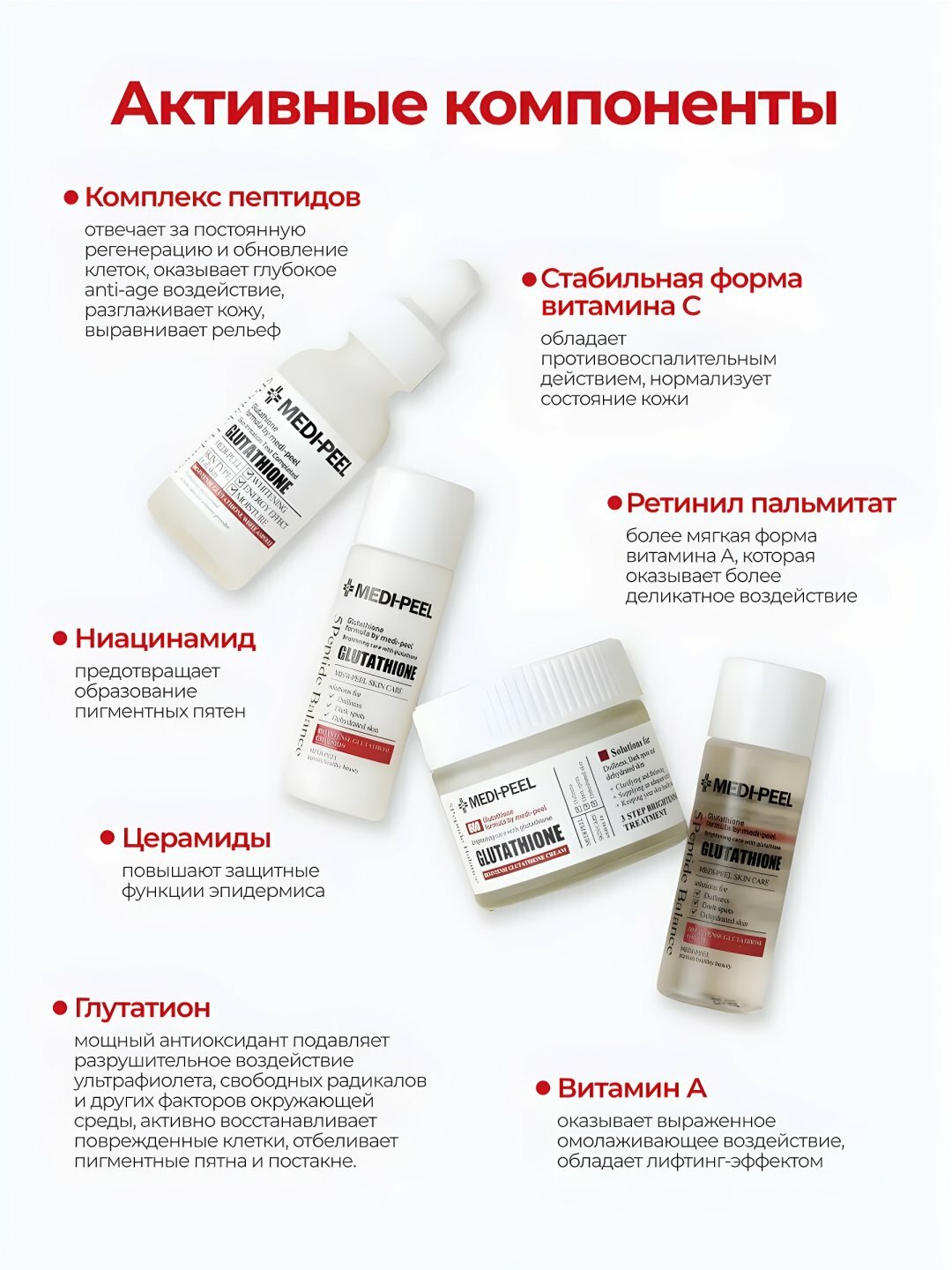 Набор для ухода за лицом Medi-peel, Algo-Tox, Bor-Tox, Glutathione Hyal Aqua, Eazy Filler, Белый — фото 1