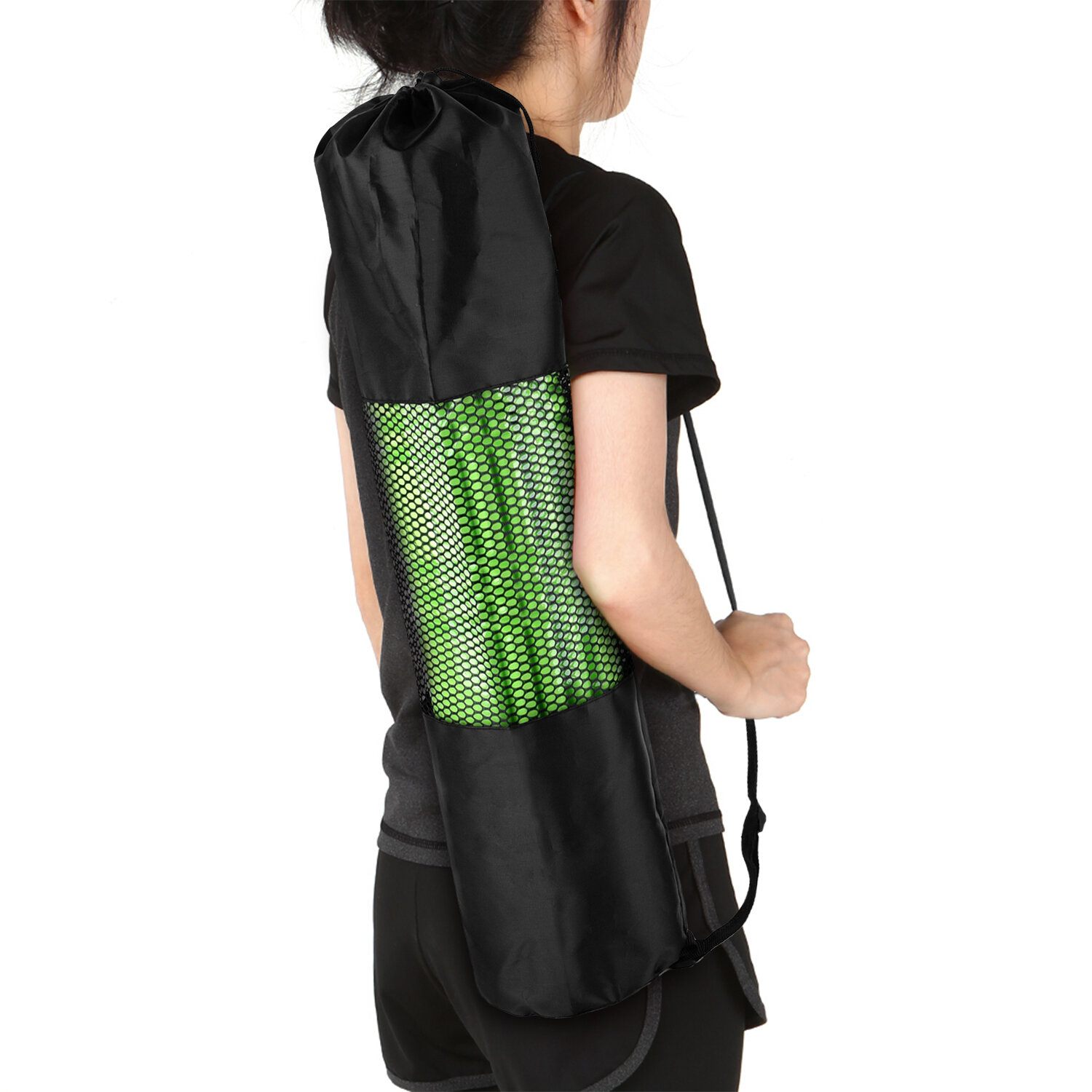 Сетчатая сумка для коврика для йоги 11,8 x 27,5 дюйма, легкая, дышащая, спортивная сумка для инвентаря со шнурком