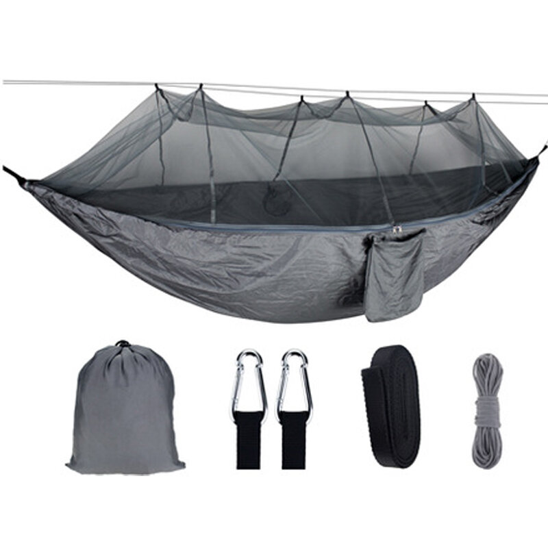 Гамак с москитной сеткой на открытом воздухе подходит для кемпинга антимоскитный серый