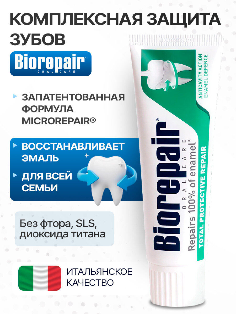 Зубная паста Biorepair Total Protective Repair, восстановление и укрепление эмали, 75 мл