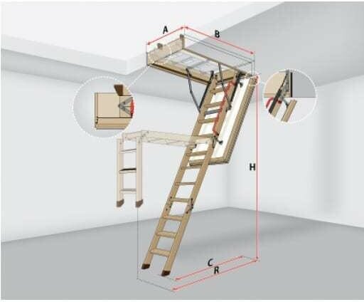 Суперэнергосберегающая чердачная лестница FAKRO LWT, 60х130х305 см, - фотография № 14